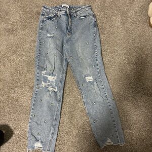 Stylish Light Blue Distressed Women's Jeans